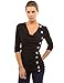 PattyBoutik Women's Cowl Neck Button Embellished Top (Black XL)