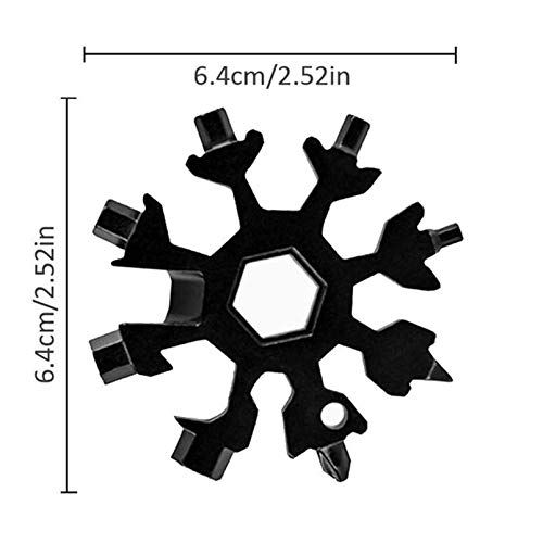 Schneeflocken Multifunktionswerkzeug 18-in-1 Edelstahl Multitool mit Aufbewahrungs​box und Schlüsselring für Outdoor (Schwarz)