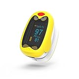 Children Fingertip Pulse Oximeter Blood Oxygen Saturation Monitor with Rechargeable Lithium Battery for Kids - Yonker K1(Yellow)