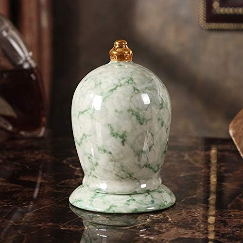 NiNnn Toothpick holder ceramic cotton swab box living room hotel marble toothpick cans cotton bottle bottle luxury 17 * 8.5 * 8.5cm, green Dali