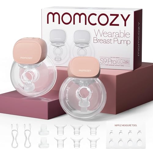 Momcozy Extractor de Leche Eléctrico Portátil | S9 Pro Sacaleches Manos Libres, Pantalla LED y Batería Extendida, Doble, 2 Modos y 9 Niveles, 24 mm, 2 Pieza, Rojo