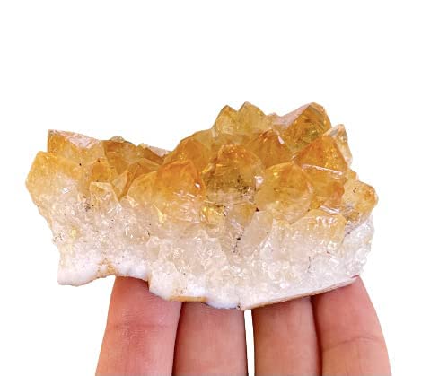 CRIGEMA- Natural Mineral Raw Stone for Crystallotherapy Meditation Crystals (DRUS Quartz CITRINE MADERA 5-6CM)