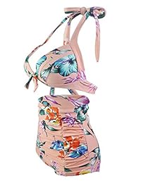 Honeystore Traje de baño de bikini con cintura alta, estilo retro de los años 50