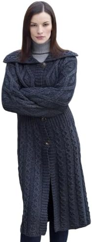 100% Soft Irish Merino Wool Charcoal Gray Fashion Flared Coat, Charcoal, Large