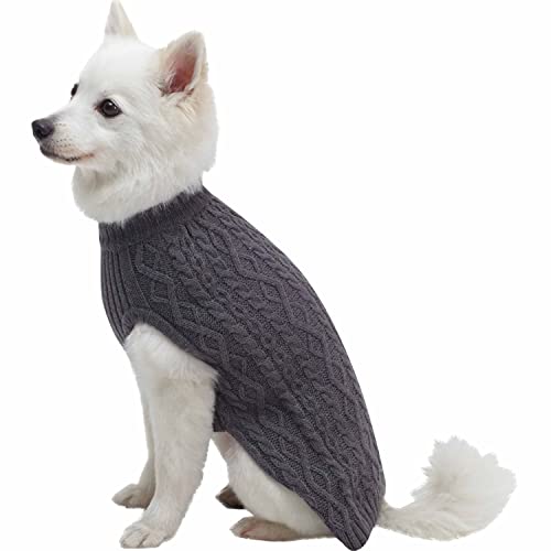 Blueberry Pet Classic Dog Sweater Wool Blend Cable Knit Pullover