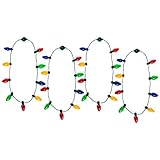 Simply Genius LED Light Up Christmas Necklace with Light Bulbs for Kids and Adults, Party Favors, String Lights, Christmas Decorations, with Bulk Options, Batteries Included