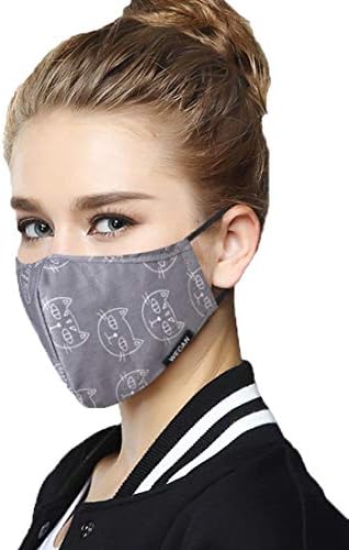 Anti Dust Mask Reusable, Anti Pollution Cotton Face Mask N95 with Activated Carbon Filters Against PM2.5, Haze, Dust, Chemicals, Pollen and Allergies(Cat, Woman)