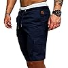 EQKWJ Heren Elegante militaire stijl elastische zomerbroek gevechtsbroek vintage blauw XXL