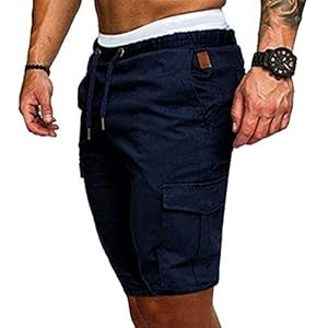 EQKWJ Heren Elegante militaire stijl elastische zomerbroek gevechtsbroek vintage blauw XXL