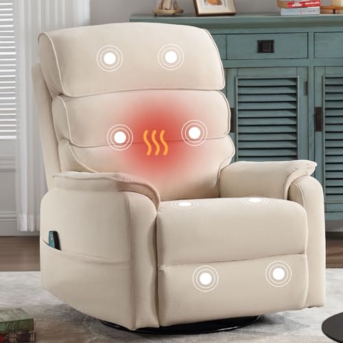 Massage Swivel Rocker Recliner Chair with Heat and Vibration Soft