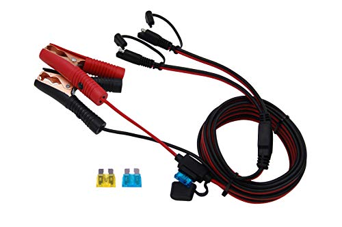 CUZEC 15FT 16AWG 15A Battery Alligator Clip to 2 SAE Connector/12V 2 SAE Quick Release Adapter to Alligator Clips Quick Disconnect Cable (CU10362B)
