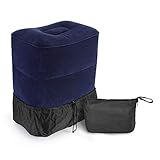 Travel Pillow, Besiva Travel Foot Rest Pillow Inflatable Adjustable Height Pillow for Foot Rest on Airplanes, Cars, Buses, Trains, Office, and Kids to Sleep on Long Flights