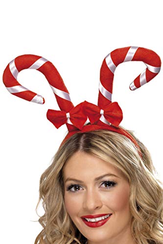 Candy Cane Headband With Bows, Red