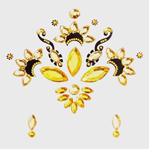 Geo 3 x Piece Gold & Black Face or Body Gems Temporary Tattoos (G18)
