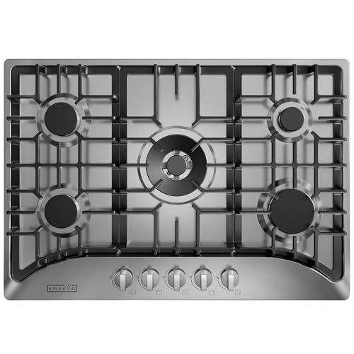 Photo 1 of **  1 of the black grated is broken. some other pieces have minor damage  **
Empava 30 Inch Gas Cooktop with 5 World Class Made in Italy SABAF Burners, LPG/NG Convertible, Ideal RV Top Stoves for Kitchen, Stainless Steel