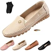 Orthopedic Shoes Leather,Stylish Orthopedic Leather Shoes - All-Day Comfort for Women,Lightweight Slip on Stitched Flat-Soled Casual with Flower