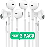 Certified iTech Gadgets Headphones [3 Pack] Earphones with Microphone Premium Earbuds Stereo and Noise Isolating Headset for Apple iPhone iPod iPad Samsung Galaxy LG HTC Other 3.5MM Devices (White)