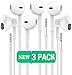 Certified iTech Gadgets Headphones [3 Pack] Earphones with Microphone Premium Earbuds Stereo and Noise Isolating Headset for Apple iPhone iPod iPad Samsung Galaxy LG HTC Other 3.5MM Devices (White)