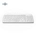 Bluetooth Keyboard, Vive Comb Rechargeable Portable BT Wireless Keyboard with Number Pad Full Size Design for Laptop Desktop PC Tablet, Windows iOS Android-White and Silver