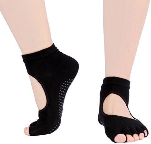 ONAMANO Half-Toe Womens Yoga Socks Non Slip with Grips Pilates Barre Sock(5 PACK)