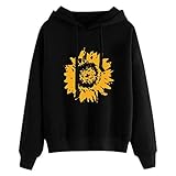 Girls’ Hoodie, Misaky Pullover Sweatshirt Casual Sunflower Print Long Sleeve Drawstring Hooded Blouse