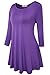 JollieLovin Womens 3/4 Sleeve Loose Fit Swing Tunic Tops Basic T Shirt (Deep Purple, 2X)