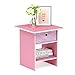 Furinno Dario End Table / Side Table / Night Stand / Bedside Table with Bin Drawer, 1-Pack, Pink/Light Pink