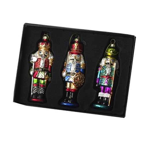 Heaven Sends Set of 3 Glass Nutcracker Christmas Tree Decorations