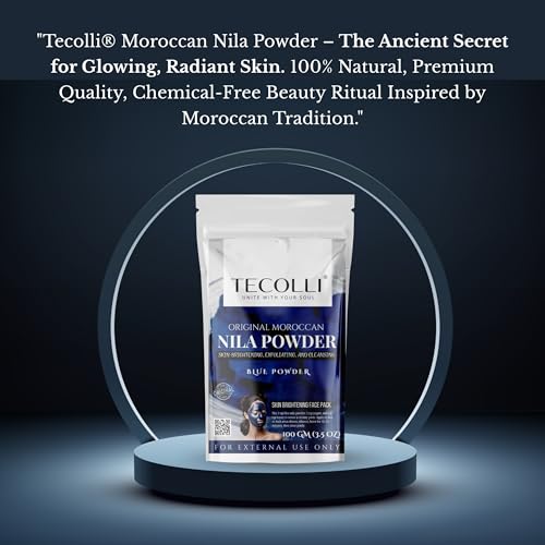 Original Moroccan Blue Nila Powder 100g – Pure & Natural Face Mask for Skin Brightening, Purifying, and Whitening