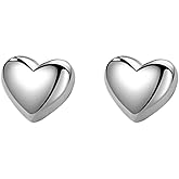 SLUYNZ Solid 925 Sterling Silver 8MM Fat Heart Earrings Studs for Women Teens Sweet Love Studs Earrings