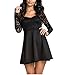 NUOREEL Women's Lace Bodice Skater Dress Medium Size Black