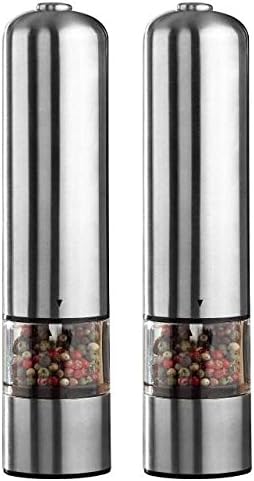 2pcs Electric Spice Sauce Salt Pepper Stainless Steel Mill Grinder With Light