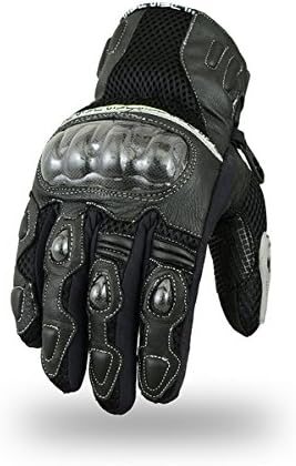 MOTARDZONE Short Cuff Leather Motorbike Gloves Sports Bike Motorcycle Black Vented Summer Gloves (XXL)