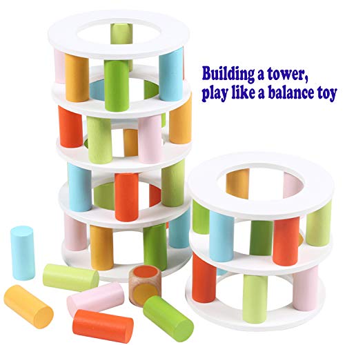 Joqutoys Wooden Stacking Board Game Flying Chess Flight Game and Wobbly Tower Collapse Pisa Tower Building Blocks Game 2 in 1 Learning Toys Family Game for Kids Ages 3 and Up - Thumbnail 4