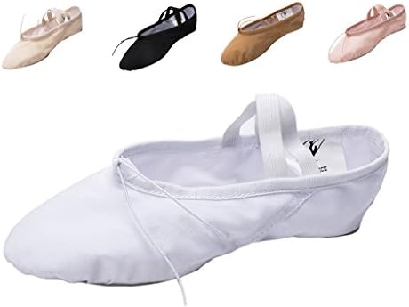 Cpdance Canvas Split Sole Practice Ballet Dancing Shoes Ballet Slipper Yoga Shoes for Children and Adults (US8/UK5.5/EUR39=9.64"=24.5CM, White)