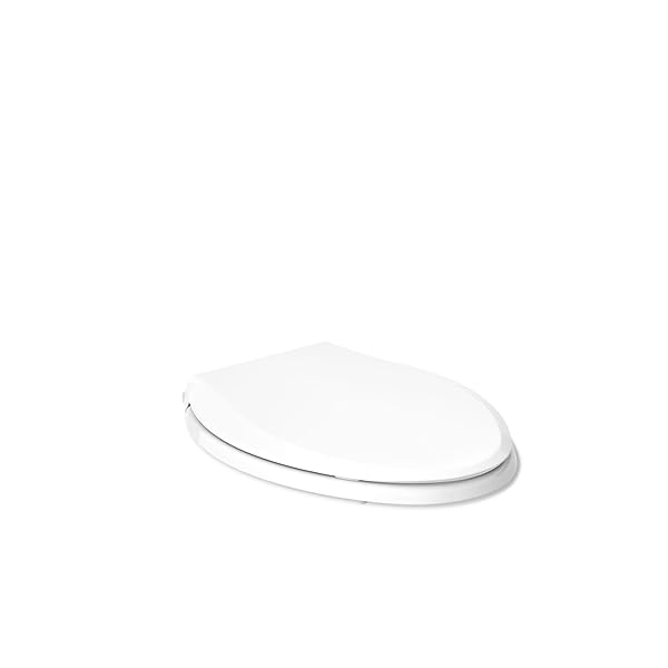 KOHLER 4636-RL-0 CACHET READYLATCH ELONGATED TOILET SEAT SLOW CLOSE, SOFT CLOSE TOILET SEAT QUIET LID, CONTOURED GRIP-TIGHT BUMPERS INSTALLATION HARDWARE, APARTMENT ESSENTIALS, WHITE