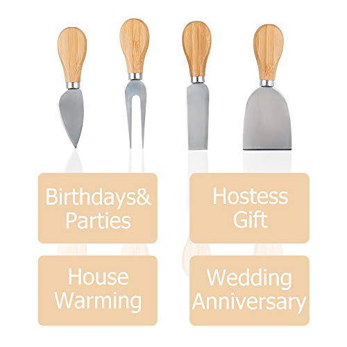 Set of 12, Wood Handle Cheese Knives with Cheese Markers and Soapstone Chalks, findTop 4 Pieces Cheese Slicer Cheese Cutter, 6 Pieces Natural Slate Cheese Labels, 2 Pieces Soapstone Chalks
