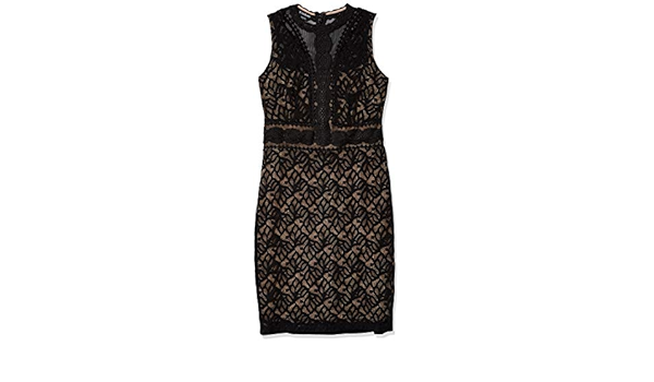 Bebe Women S Bodycon Black Lace With Nude Lining Sheath Midi Dress At Amazon Women S Clothing Store