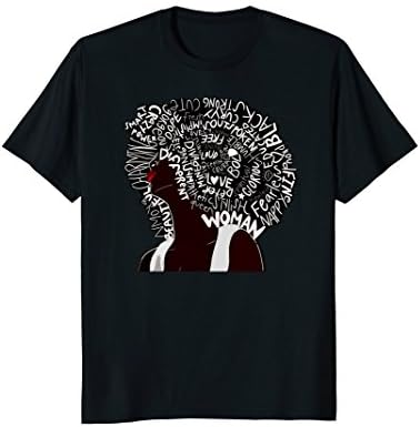 Mens Afro Word Art Natural African American Woman T-Shirt 2XL Black
