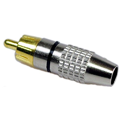 DCFun RCA Male Plug Adapter, Audio Phono Gold Plated Solder Connector, Hi End - 6-Pack