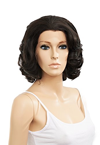 SETPRETTYXG Natural Black Curly Synthetic Lace Front Wigs Heat Resistant Fiber with Natural Hairline Widow's Peak