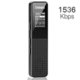 Voice Recorder, Ommani 8GB 1536Kbps Digital Audio Sound Recorder Dual Microphone Dynamic Noise Reduction USB Rechargeable Voice Activated Recorder with MP3 Player OLED Screen for Lecture Class Meeting