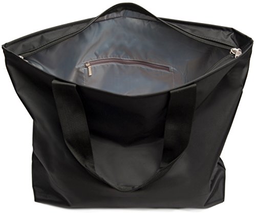 Large Nylon Tote Bag For Shopping, Beach, Sports, Gym - With Double Top Zipper And Long Handles - Heavy Nylon Canvas With Lining - Thumbnail 2