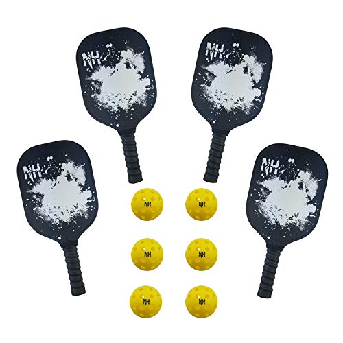 4 Pickleball Paddles & 6 Balls Set - Graphite Pickleball Racket Honeycomb Composite Core With Smooth Face - Ultra Cushion Grip Low Profile Edge Bundle Graphite Pickleball Paddles (4 paddles & 6 balls) - Thumbnail 4