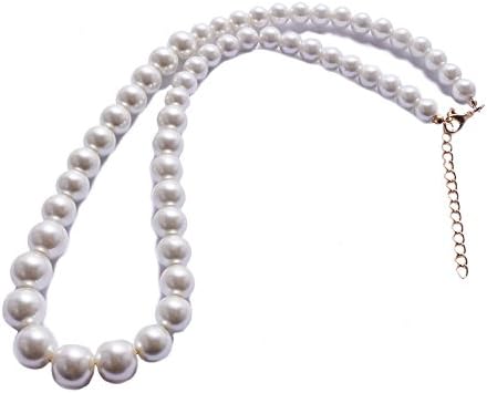 Yuhuan Imitation Faux Pearl Necklace Gold Plated Clasp Handmade Costume Jewelry for Women