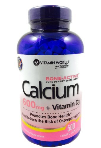 Vitamin World Calcium 600 mg + Vitamin D3, 500 Caplets Vitamin World Calcium 600 mg + Vitamin D3, 500 Caplets