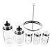 Glass Salt & Pepper Shakers with Oil and Vinegar Dispenser Cruets - 6 Piece Set - Large 2.25