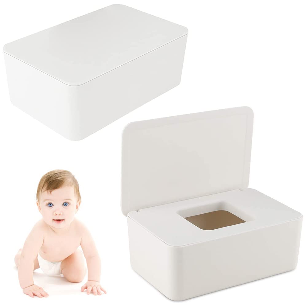 Wet Wipe Box, Wet Wipes Dispenser Box, Toilet Paper Box with Lid, Napkin Box, Baby Wipes Box, Napkin Box with Lid (White)