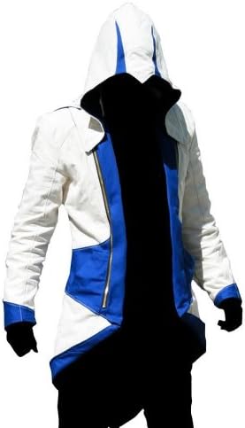 C2MOON Assassin's Creed 3 Connor Kenway Hoodie Jacket Costume /Cosplay(Male-3Xlarge, White/Blue)