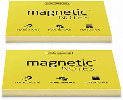 Brand New! MAGNETIC NOTES M (Stick without Any Adhesive, Stick to Any Surface) Eco-Friendly Material Self-Stick Notes Memo Note Paper Post It S-size (3.94x2.76-inch) 100-sheet (2EA) (Yellow)
